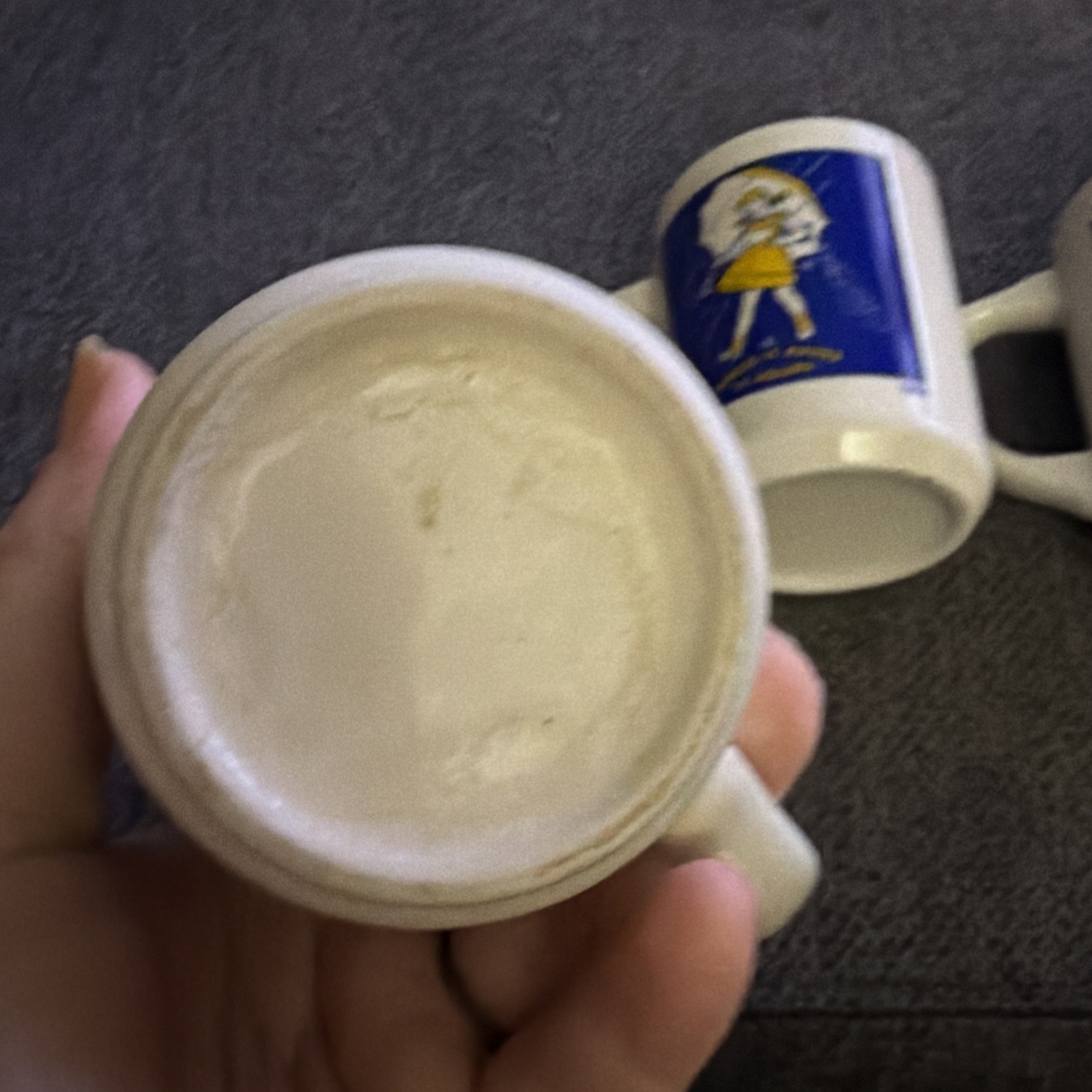 Vintage Morton Salt 3 Coffee Mugs”When It Rains It Pours”