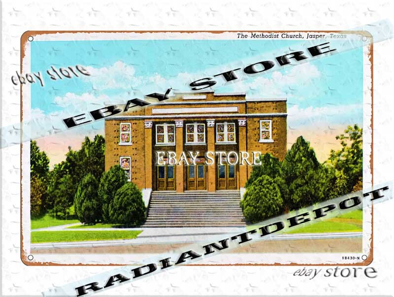 Tin Sign 1941 Methodist Church Jasper Texas small town wall hangings