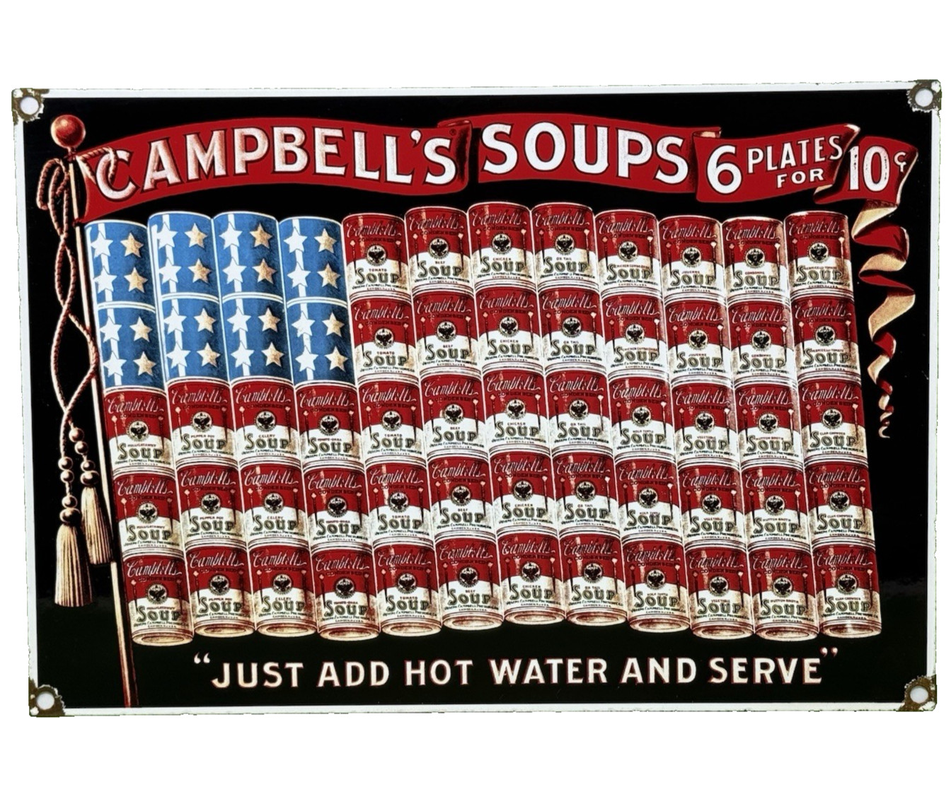 VINTAGE CAMPBELL’S SOUP PORCELAIN SIGN CRACKER GAS STATION GROCERY STORE OIL