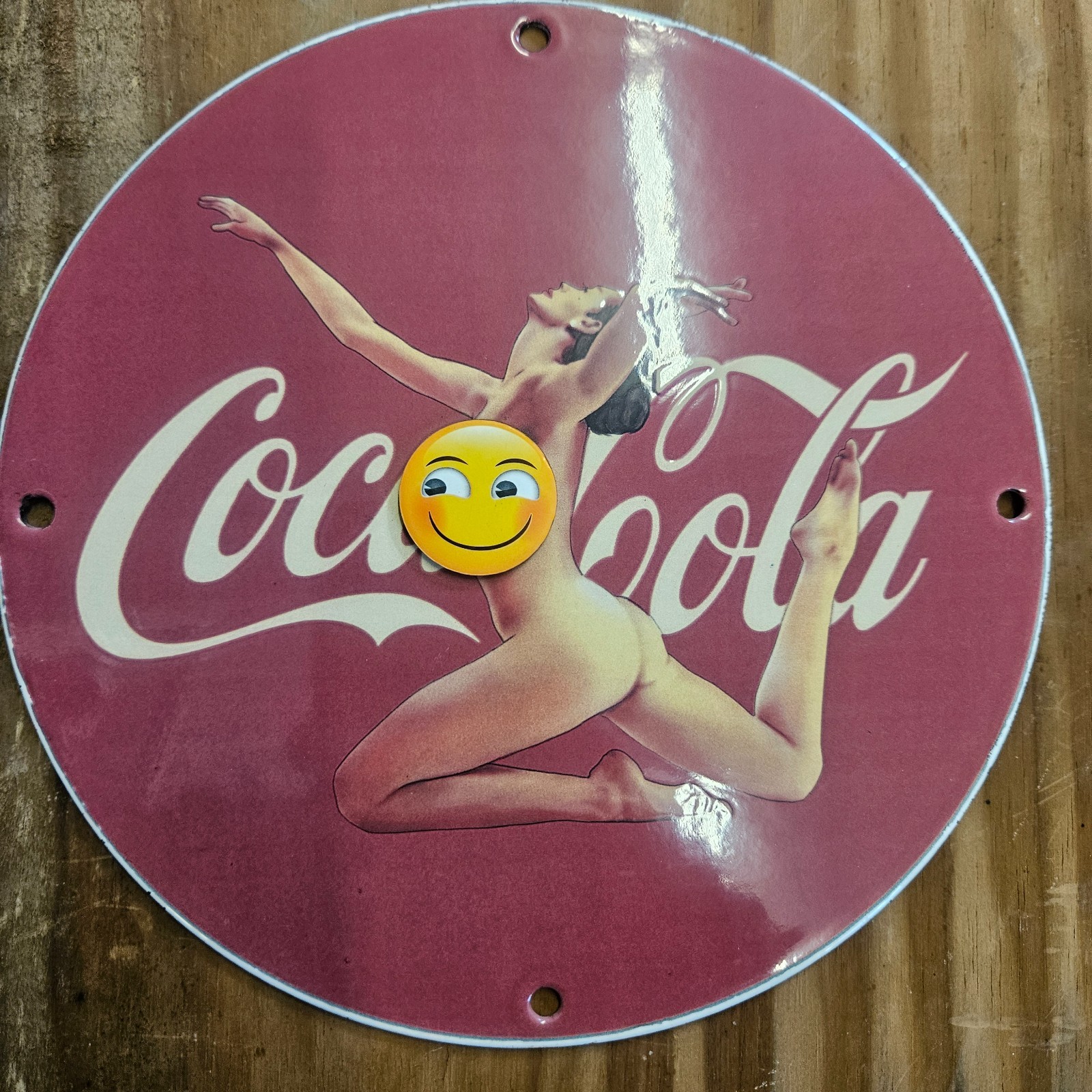 PORCELAIN IN UP GIRL MODEL GAS & OIL STATION PUMP PLATE GARAGE MAN CAVE SIGN