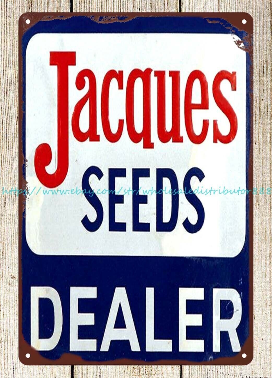 vintage reproduction Jacques seeds metal tin sign wall decor
