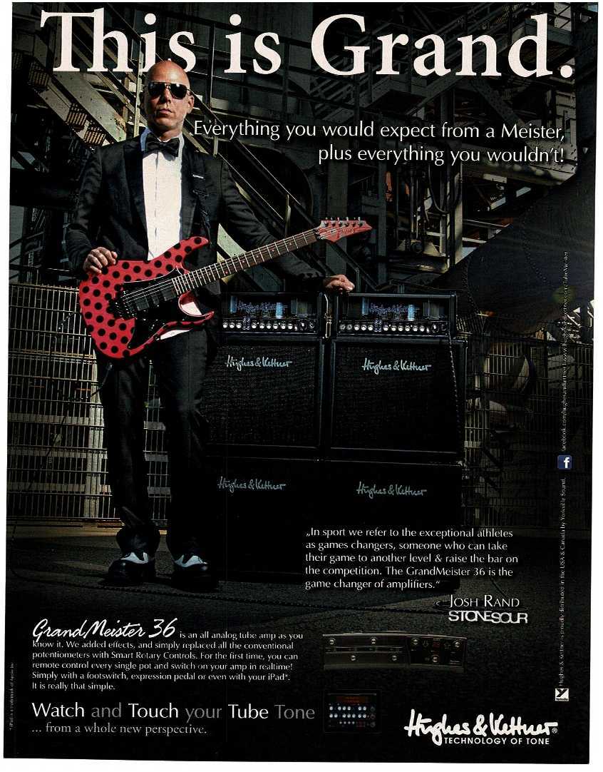 2014 HUGHES & KETTNER Grand Meister 36 Amplifier JOSH RAND Stonesour magazine ad