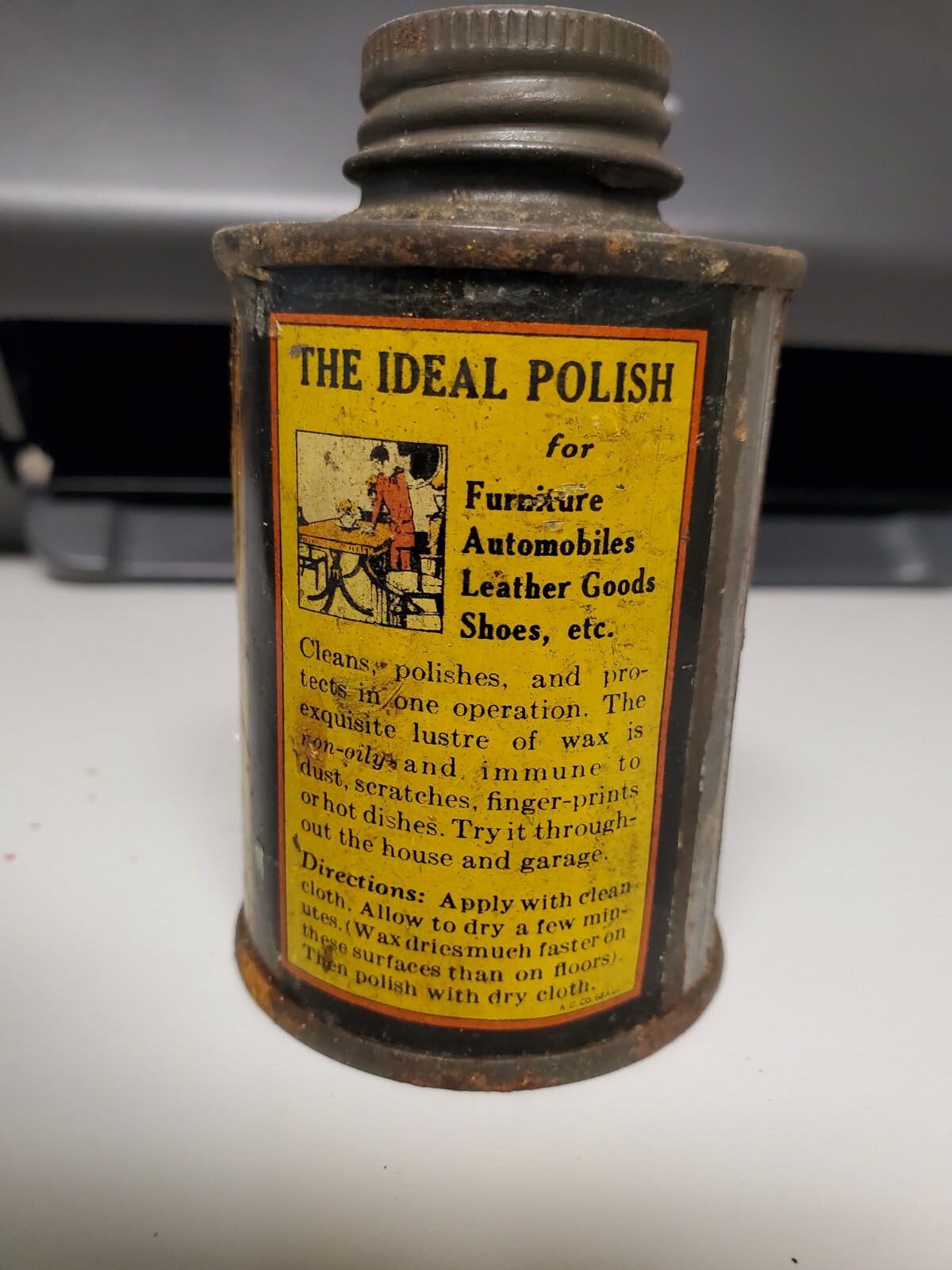 Vintage 1940s S.C. Johnson & Son Prepared Liquid Wax Tin Can — 3 1/2 oz