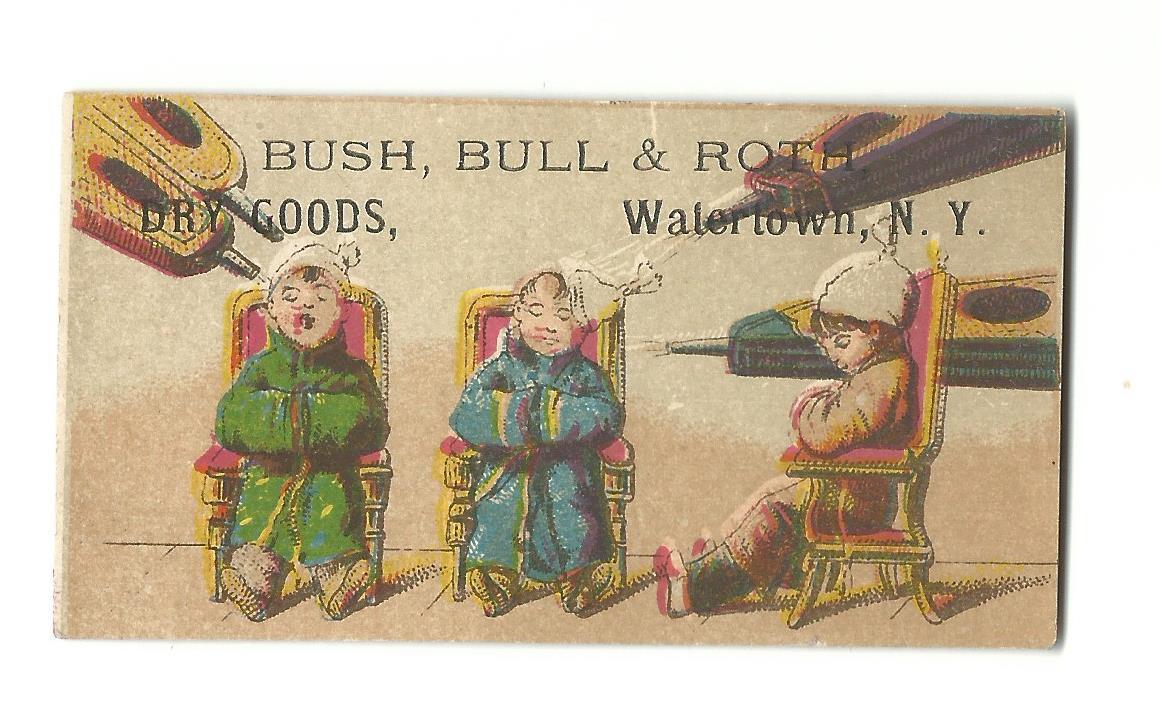 Old Trade Card Bush Bull Roth Dry Goods Watertown NY Boys Chairs