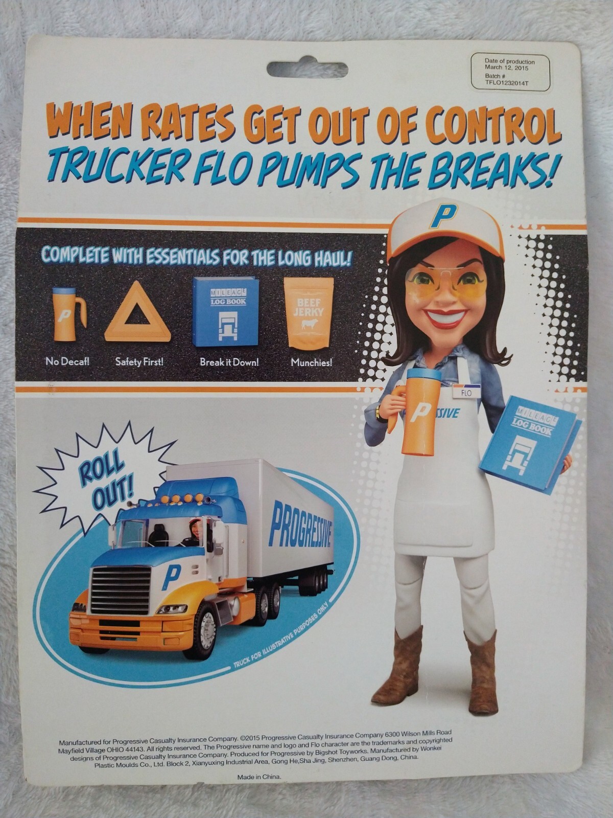 Progressive Insurance Trucker Flo Action Figure Doll w/Stand & Accessories – NIP