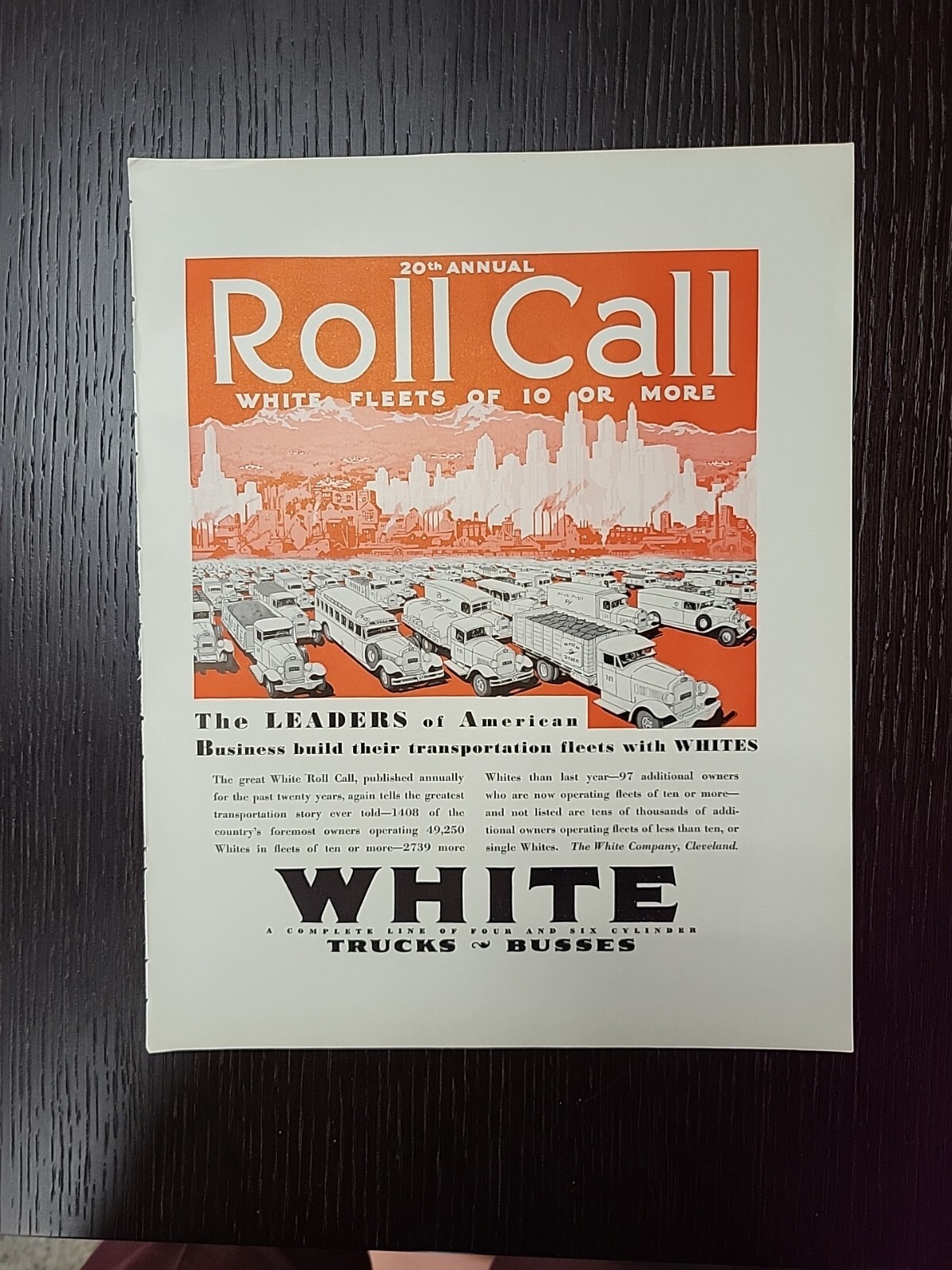 1930 Fortune Magazine White Trucks Busses fleets Red Print Advertising Tearsheet