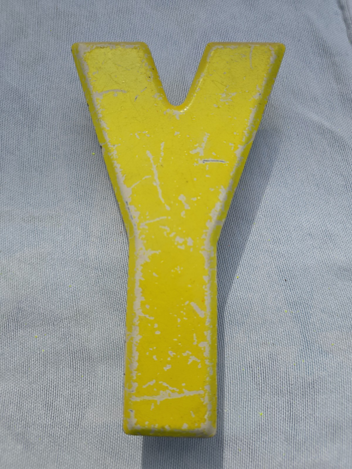 Vintage Metal 7.5” Letter Y Commander Board Sign Yellow Marquee Letter With Clip