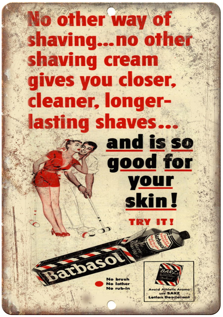 Barbasol Shaving Cream Vintgage Ad 12″ x 9″ Reproduction Metal Sign ZF82