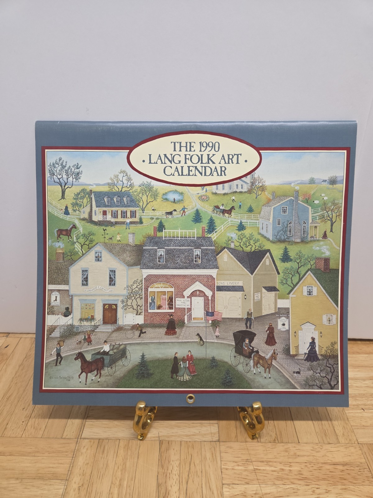 Vintage 1990 Lang Folk Art Wall Calendar Linda Nelson Stocks Reusable For 2026