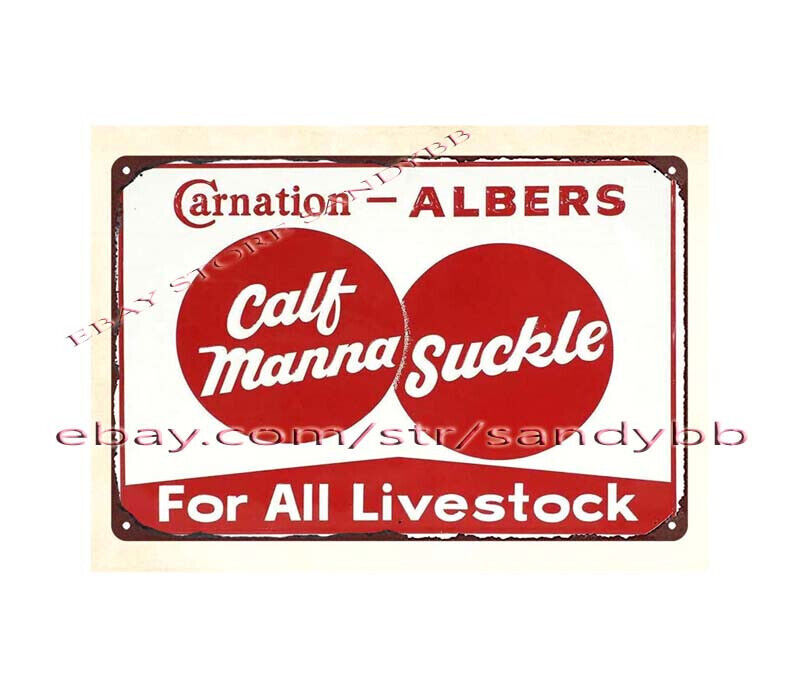 living room wall decor ideas Carnation Calf Manna Suckle metal tin sign