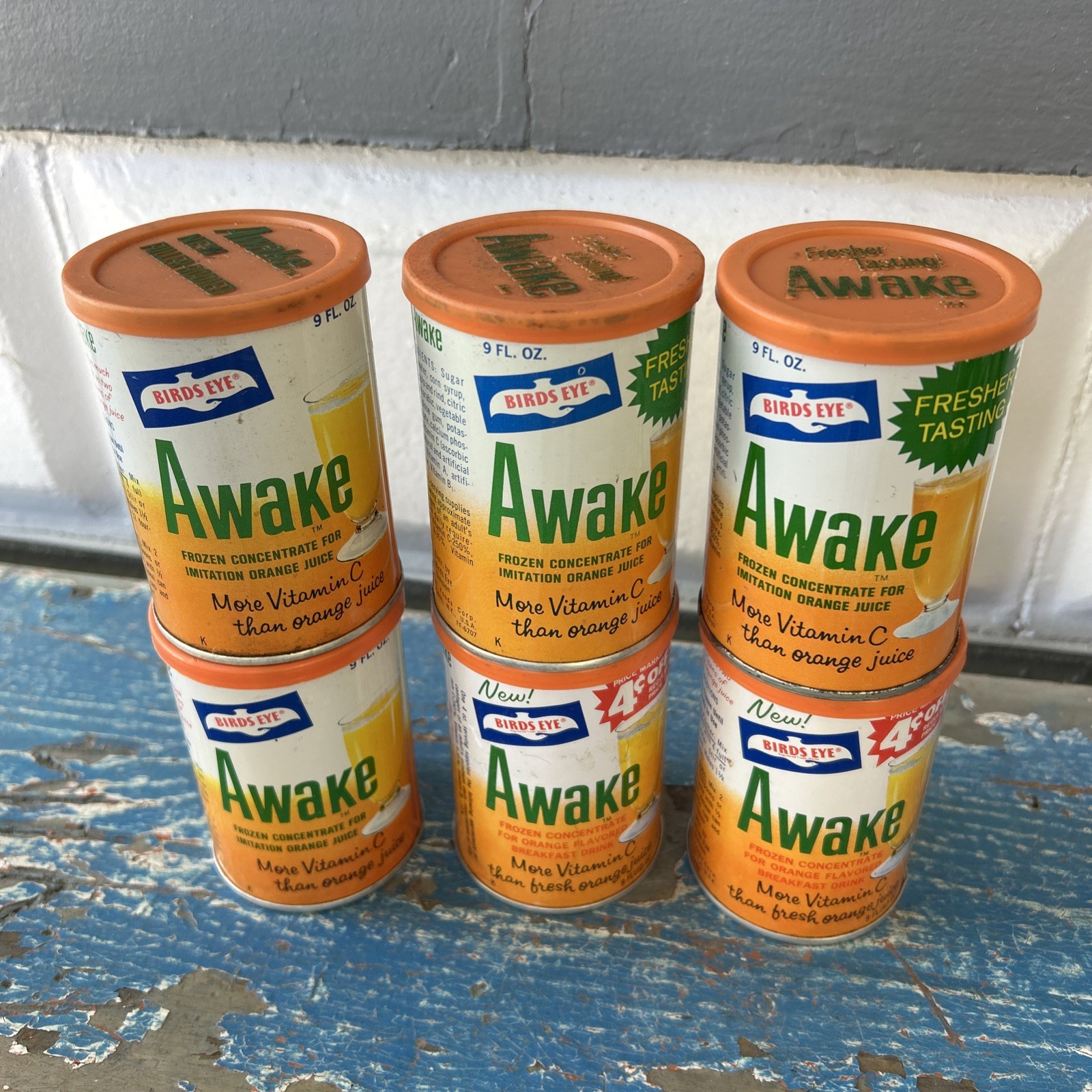 Metal Awake Orange Juice Tin Can Lid 1970 Advertising Vintage Birds Eye Prop