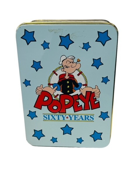 Popeye Sailor Man Metal Tin Box advertising candy cookies sixty years 60 brutus