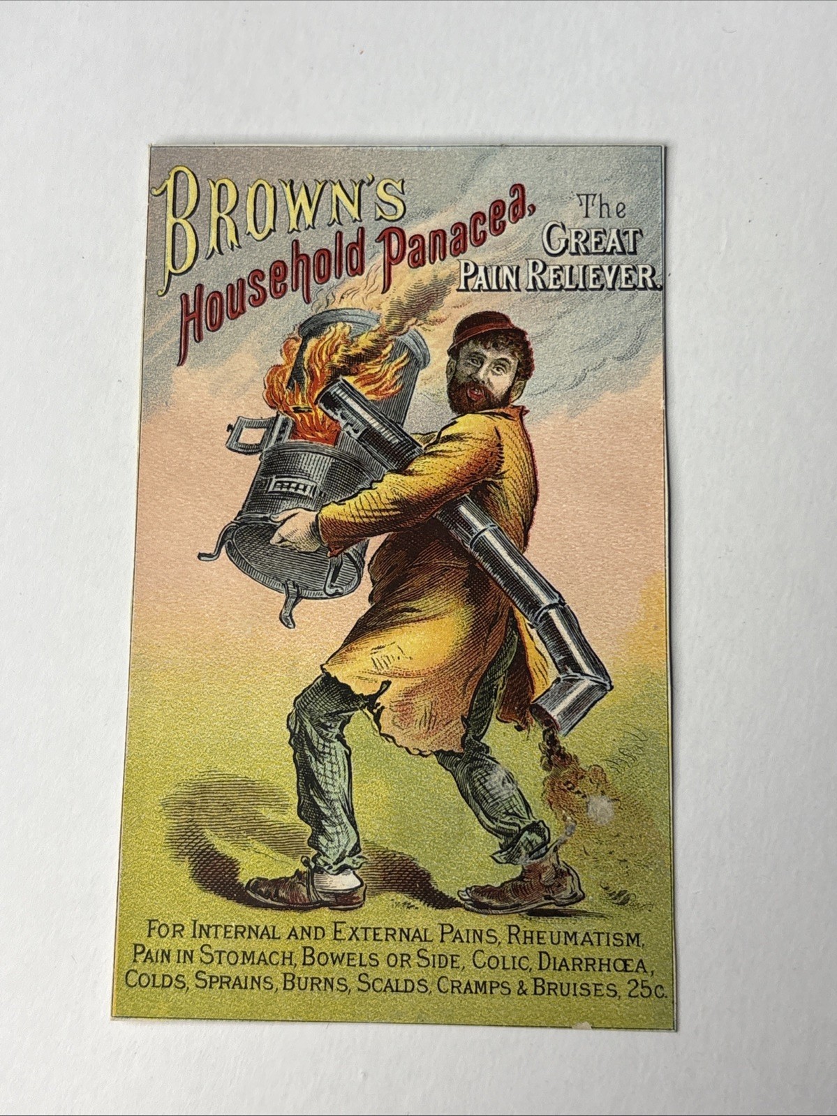 BROWN’S HOUSEHOLD PANACEA Pain Reliever Advertising Trade Card 10135