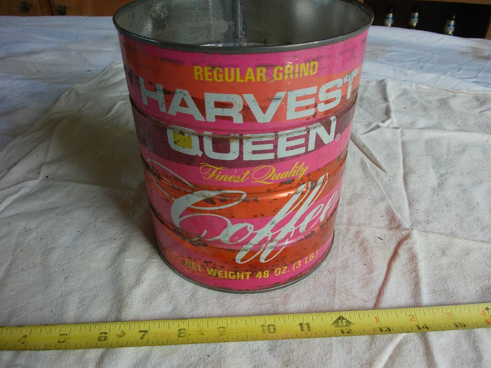Vintage Empty Metal 3 lb size Red Owl Harvest Queen Coffee Tin Can Lot 26-28-CH