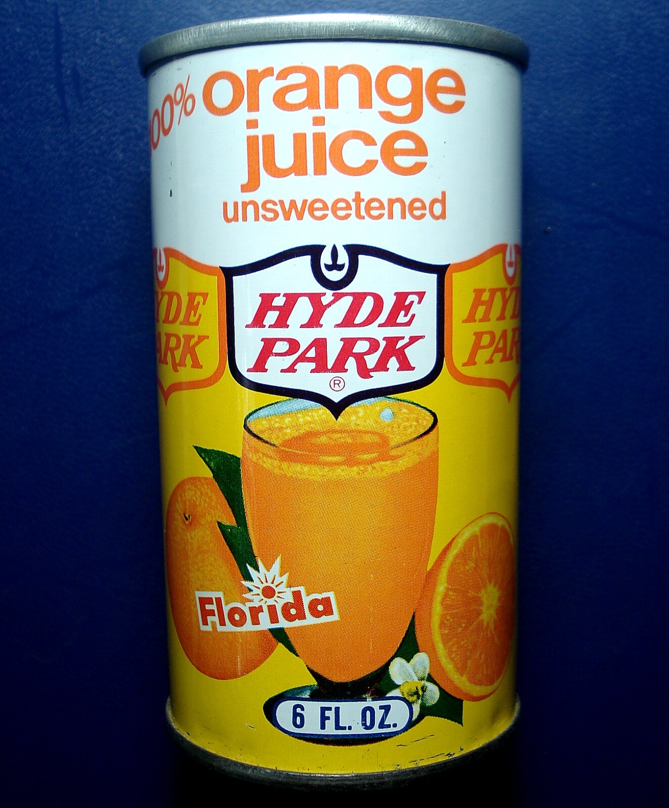 BOTTOM OPENED 6 OZ HYDE PARK ORANGE JUICE CAN