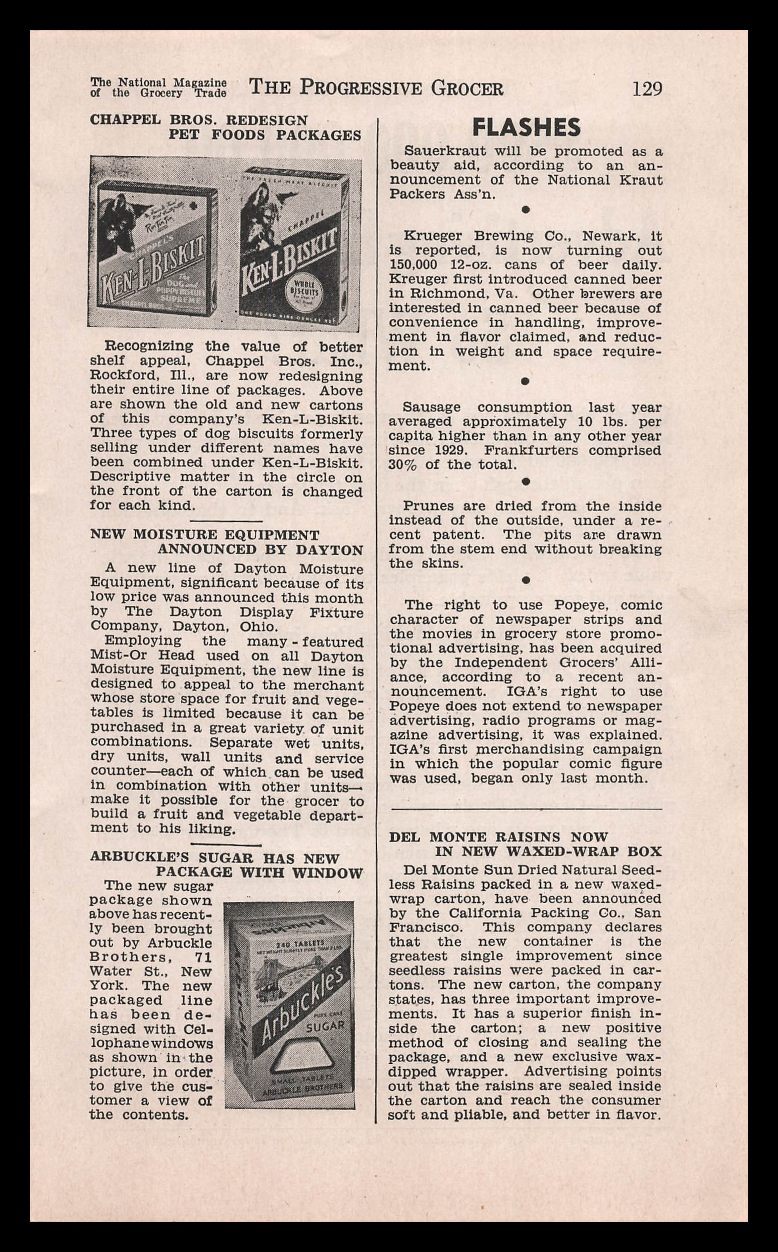 1935 Arbuckle Brothers New York Sugar Package Box With Window Article Print Ad