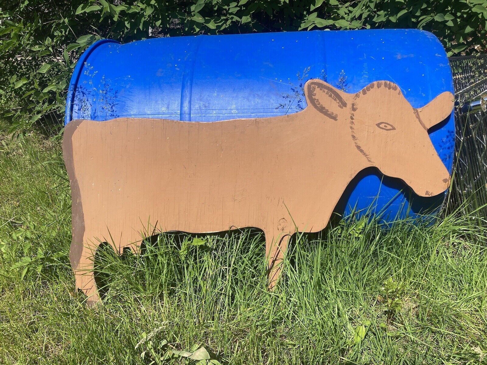 Antique Folk Art Cow Farm Milk Dairy Trade Yard Sign Country Hand Painted