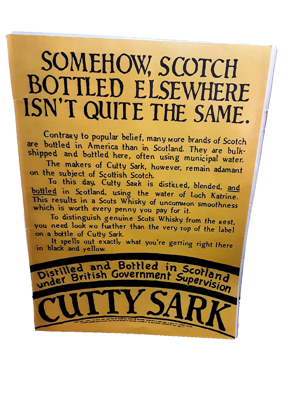 1977 Cutty Sark Scotch Ad Bottled in Scotland Vintage Liquor Print