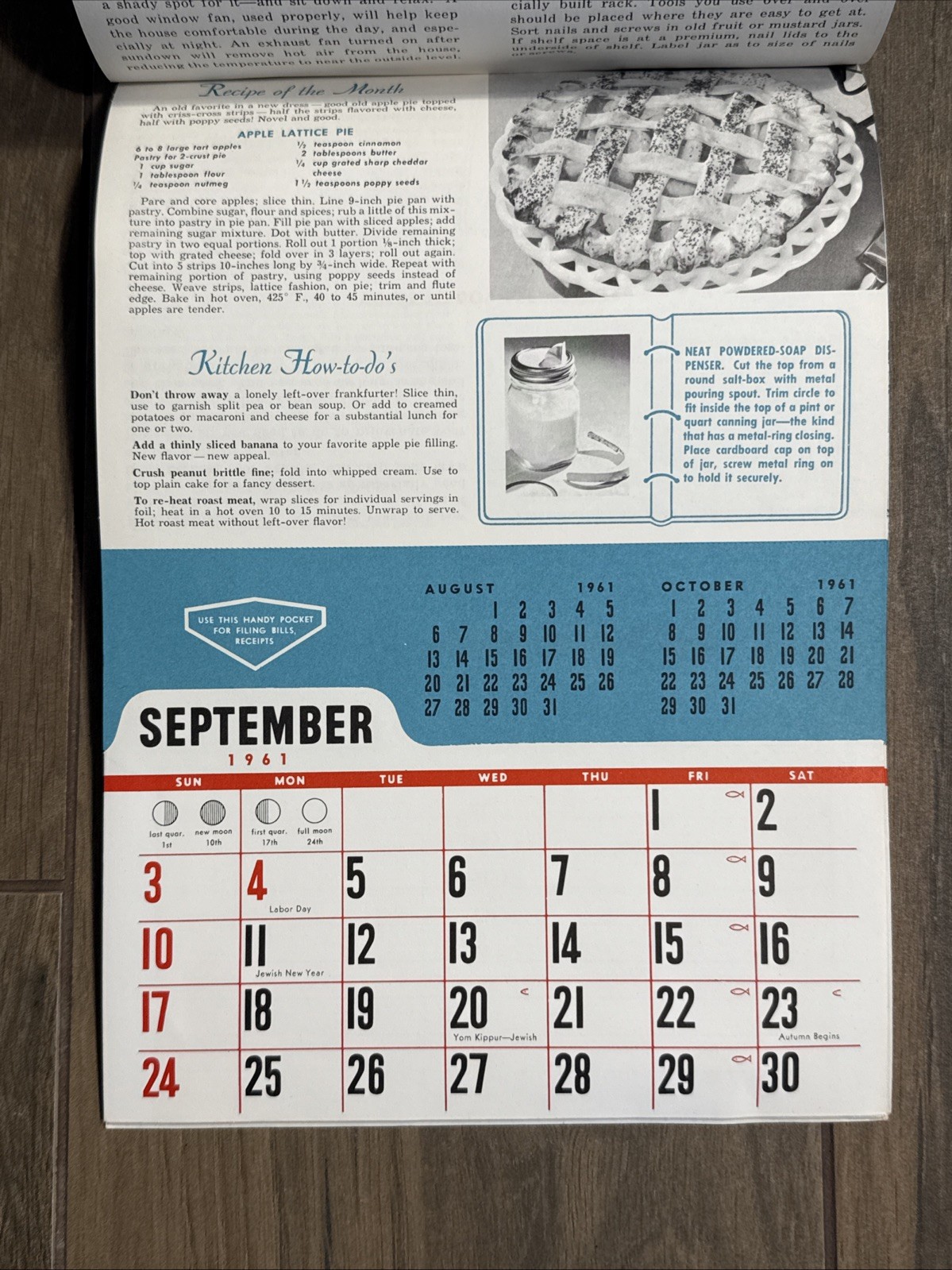 Complete Vintage 1961 Puppy Dog Wall Calendar TV Sales Advertising from Illinois