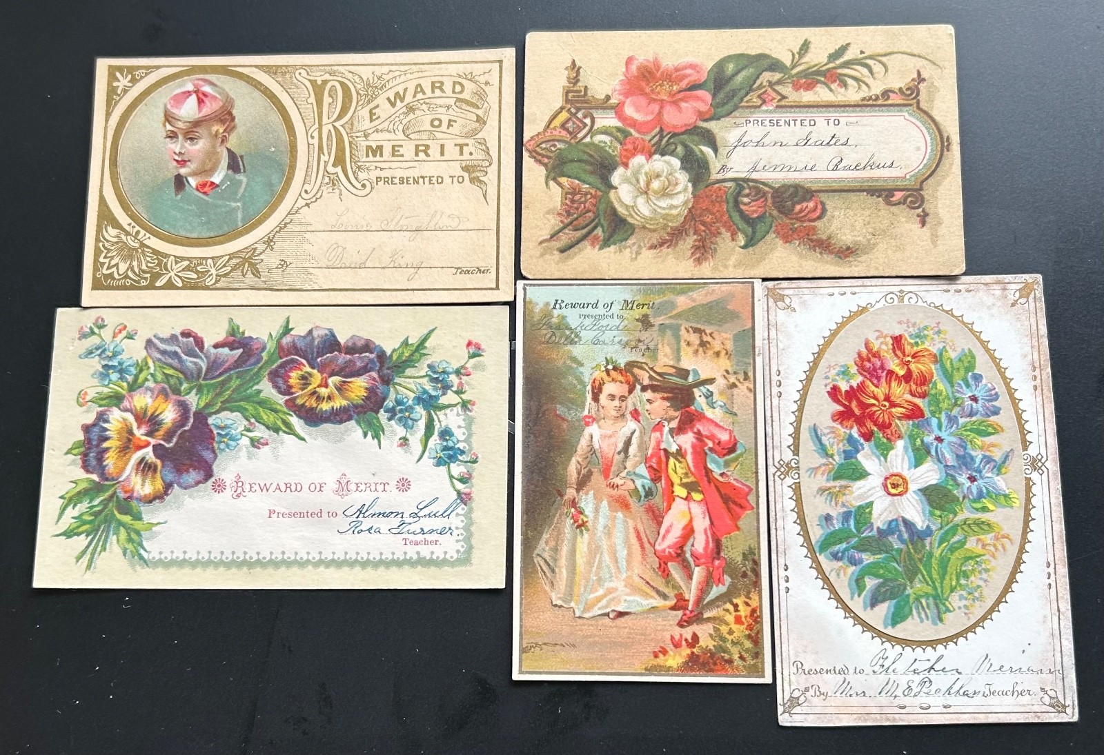 5 Vintage Victorian Reward Of Merit Cards