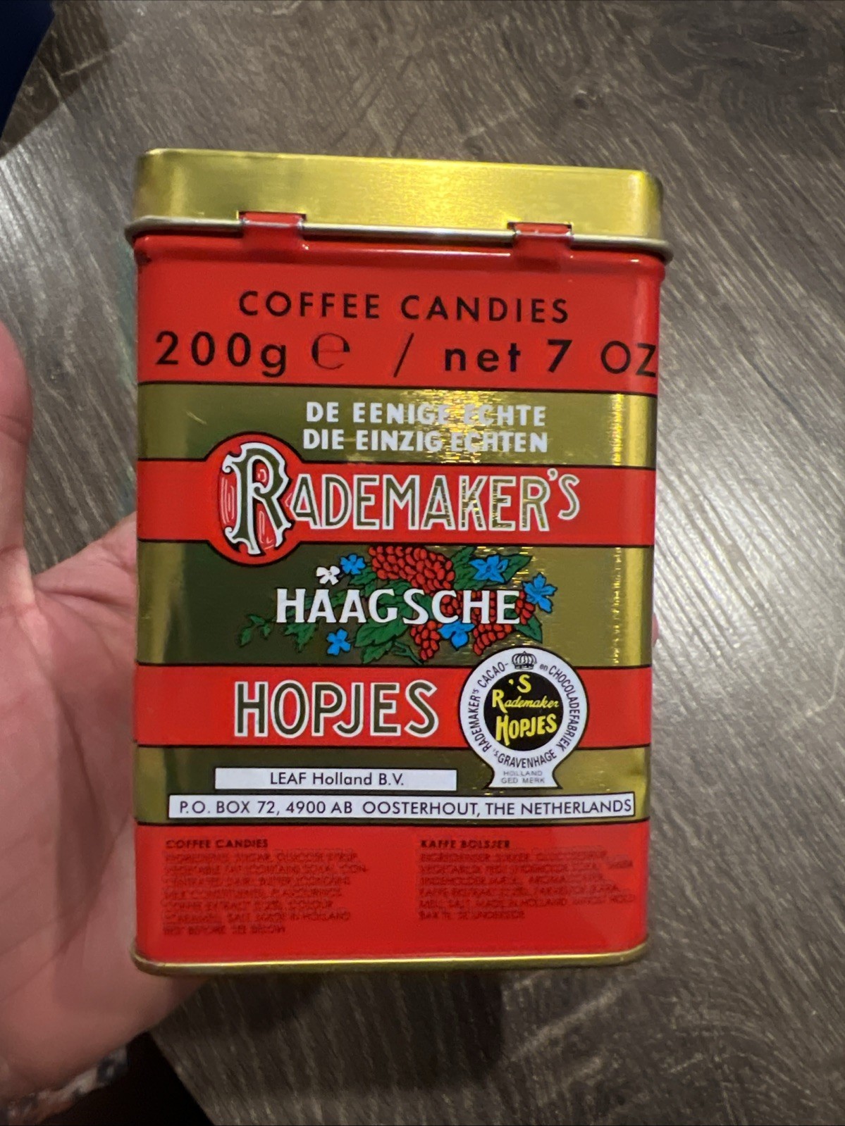 Rademakers Haagsche Hopjes Coffee Candies tin (empty) great graphics, home decor