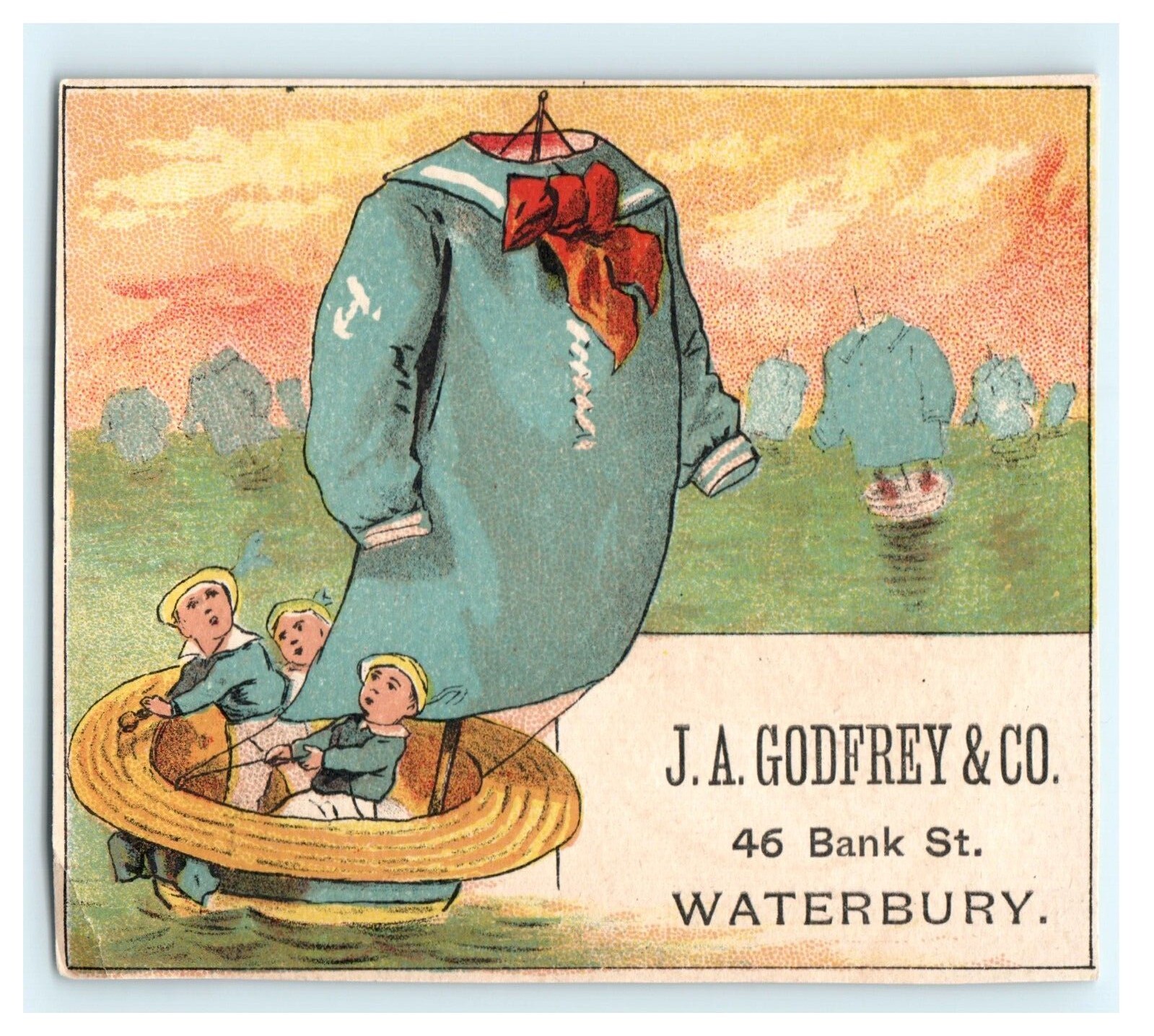 J.A. Godfrey & Co. Waterbury CT – Children in Clothing Boats Fantasy