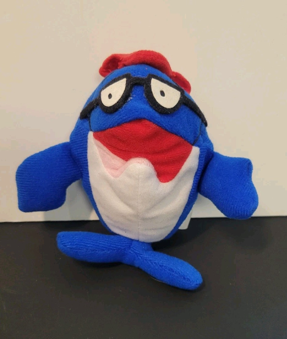 Starkist CHARLIE Tuna 6″ Glasses Blue Red Beret Hat Bean Bag Advertising Plush