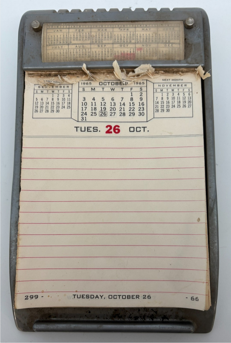 Vtg Lot: Gas station DESK CALENDAR 1965 & Bates METAL ADDRESS FLIP FINDER
