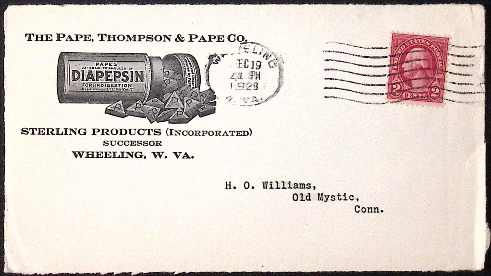Diapepsin for Indigestion Pape Thompson & Pape Co Wheeling WV FRONT ONLY