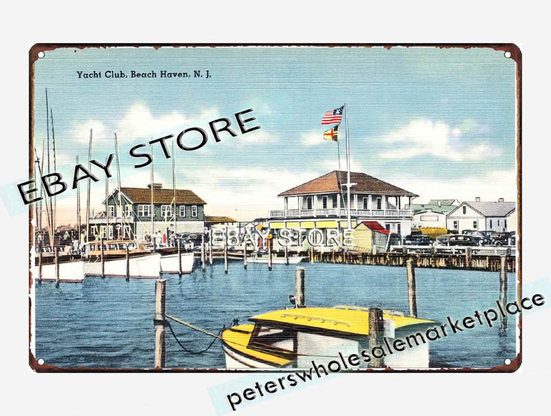 1930-45 Yacht club, Beach Haven, New Jersey tin sign decor living room