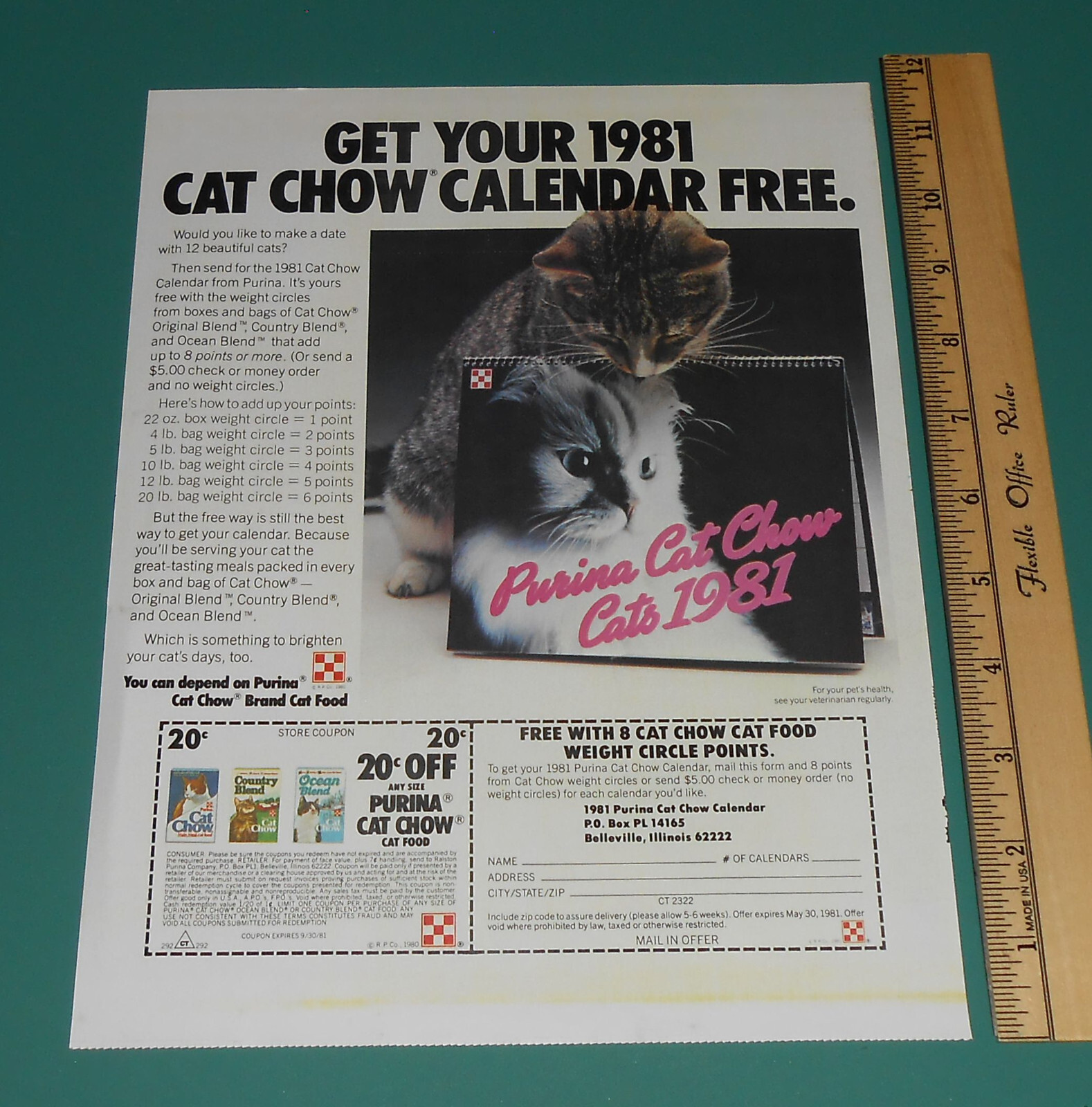 Vintage 1980 Kodak Waldorf Offer Purina Cat Chow Offer Coupon Circular Print Ad