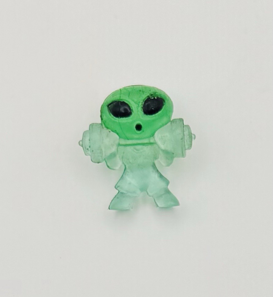 Vintage Rubber Neon Alien Weightlifter 1″ Vending Gumball Machine Toy