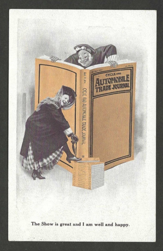 Old Postcard Automobile Trade Journal Man Peeking At Woman Great Show Tie Shoe