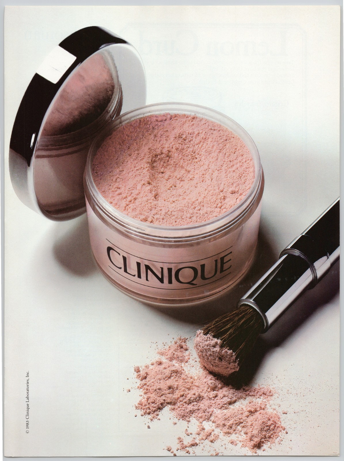 Clinique Face Powder Makeup Brush Laboratories 1983 Vintage Print Ad