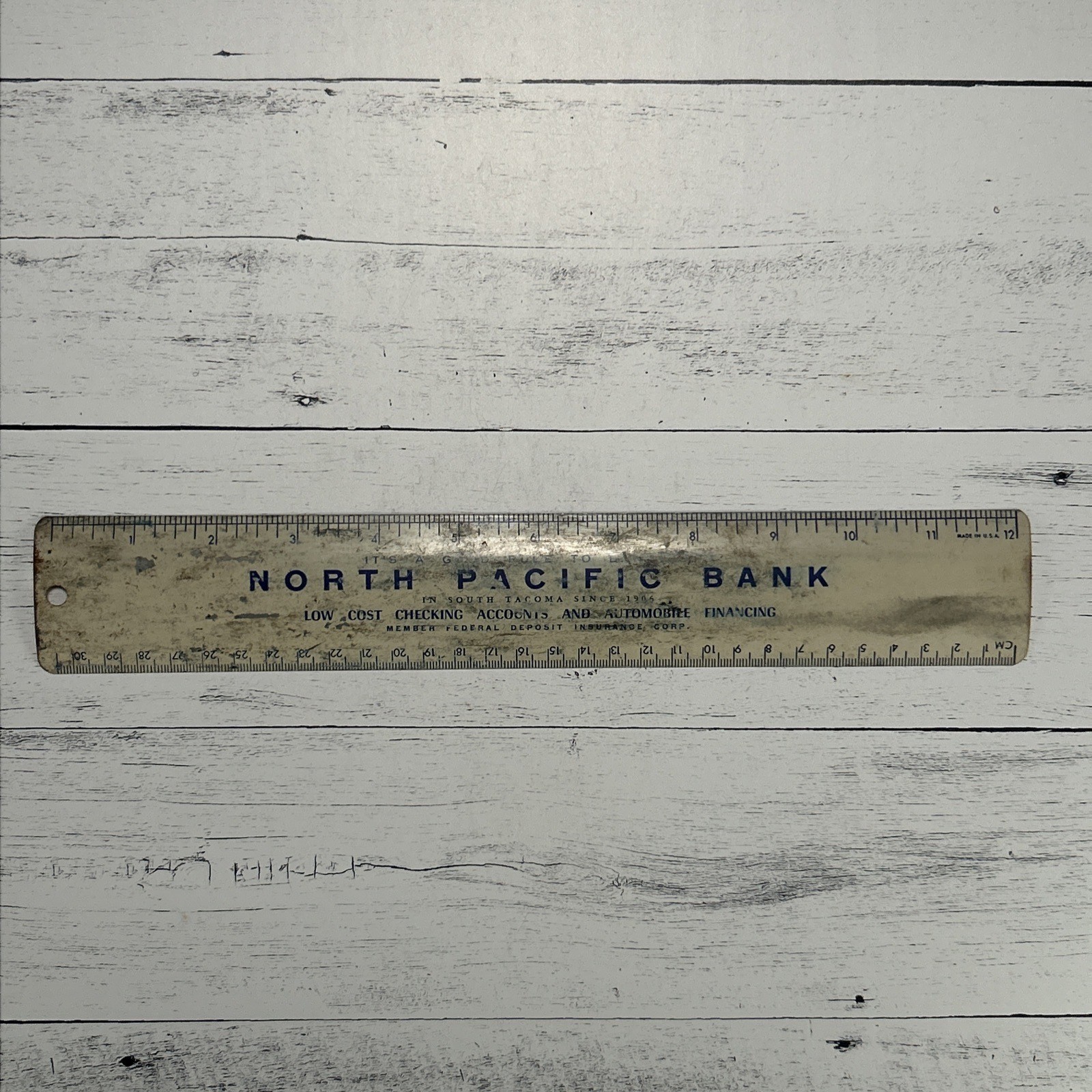 Vintage Advertising Ruler North Pacific Bank Tacoma Washington 1940s-1950s USA