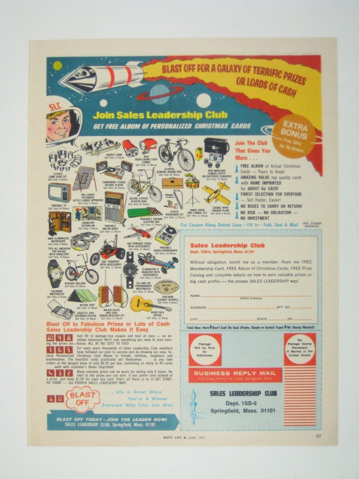 Join Sales Leadership Club Personalized Christmas Cards Ad Print June 1971