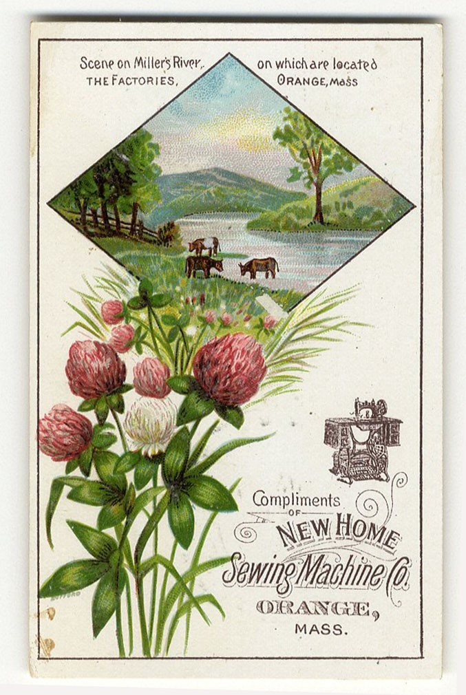 Greenfield MA NEW HOME Sewing Machine VICTORIAN Trade Card 1880’s