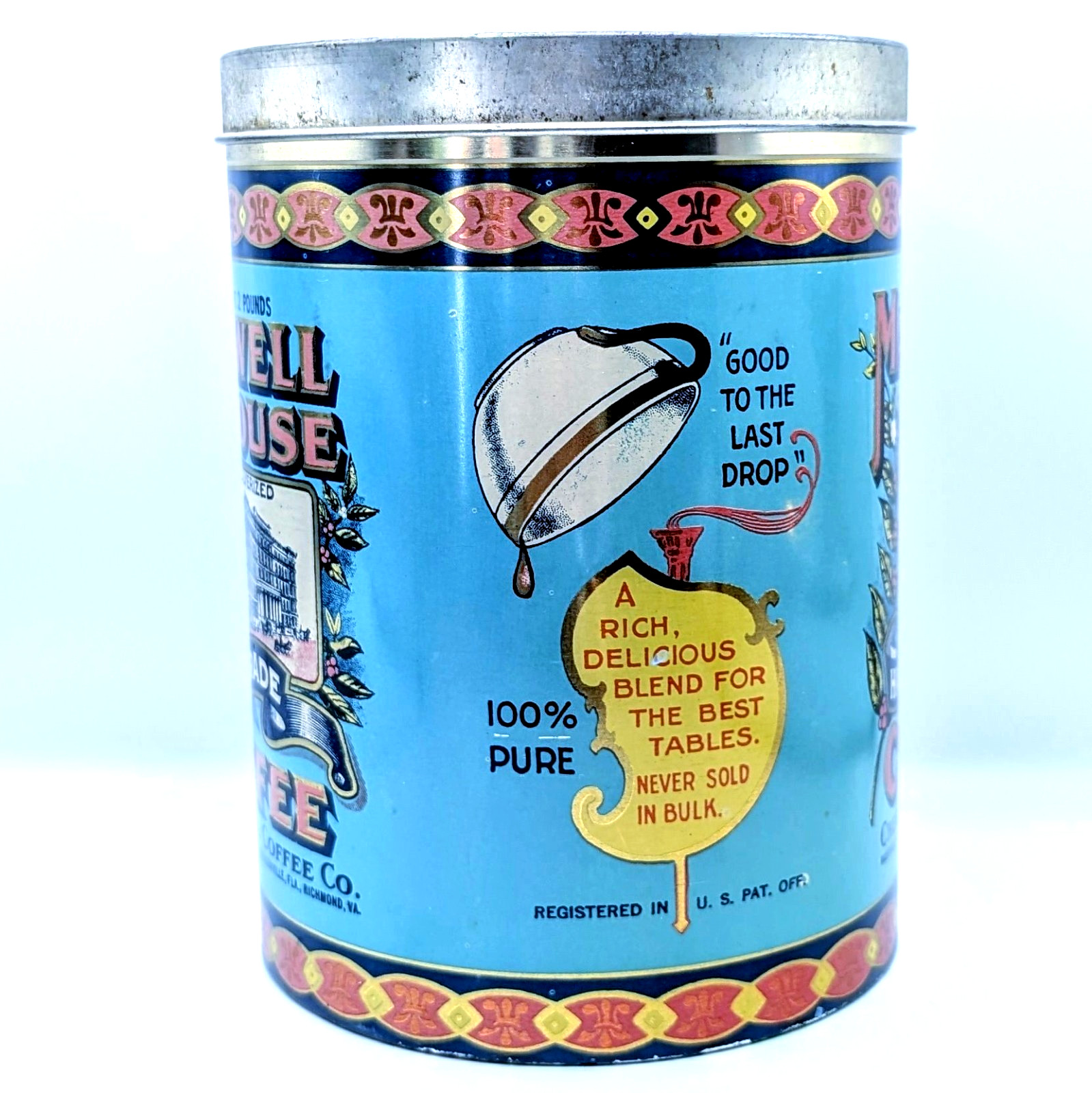 Vtg 1979 Maxwell House Coffee Tin Canister Cheinco High Grade Kitchen Prop Decor