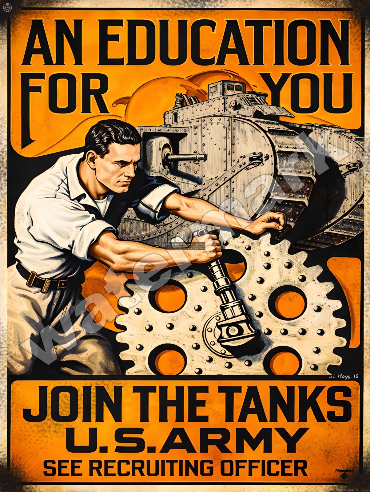 Join The Tanks U.S. Army Metal Sign 9″ x 12″ or 12″ x 16″