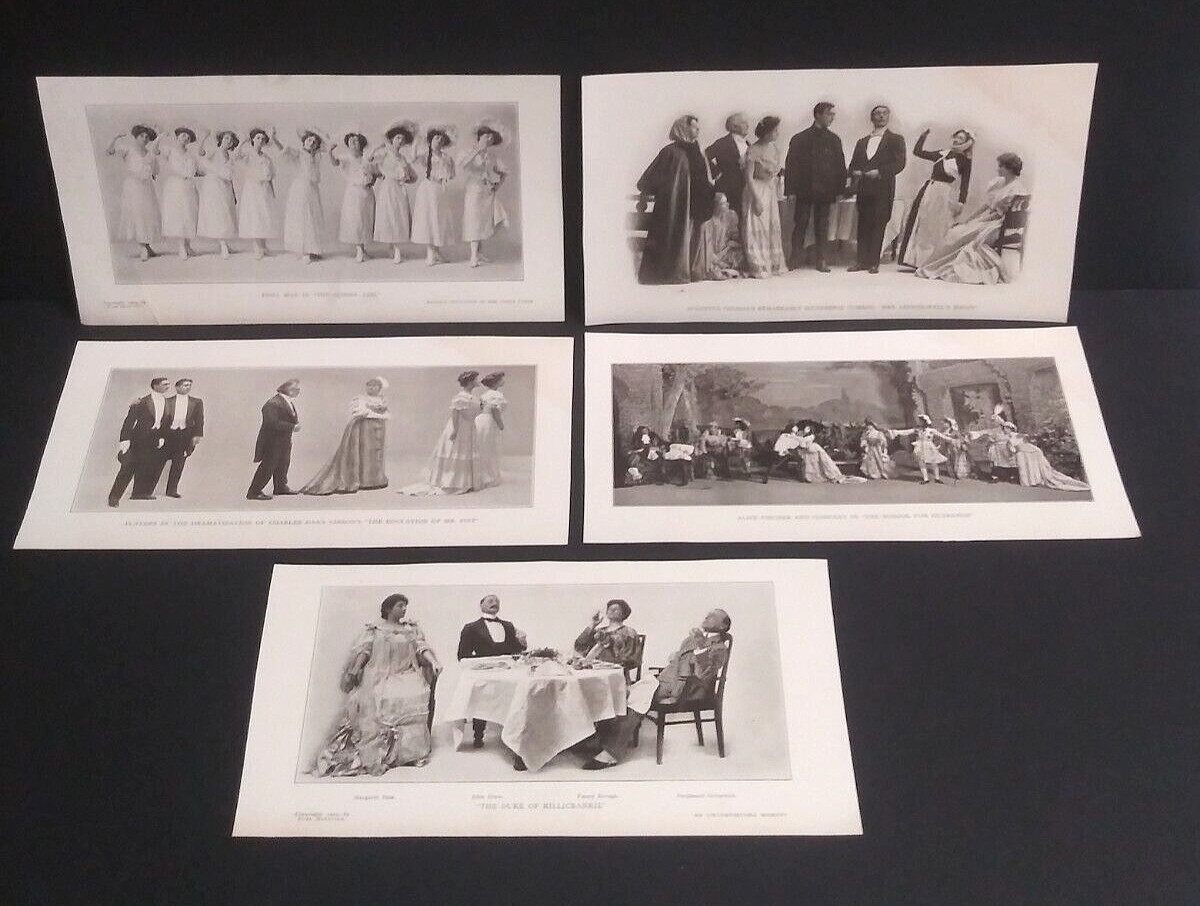 Burr McIntosh Monthly Antique Cut Photo Lot of Theater Plays c1905 (Qty 5 Pages)