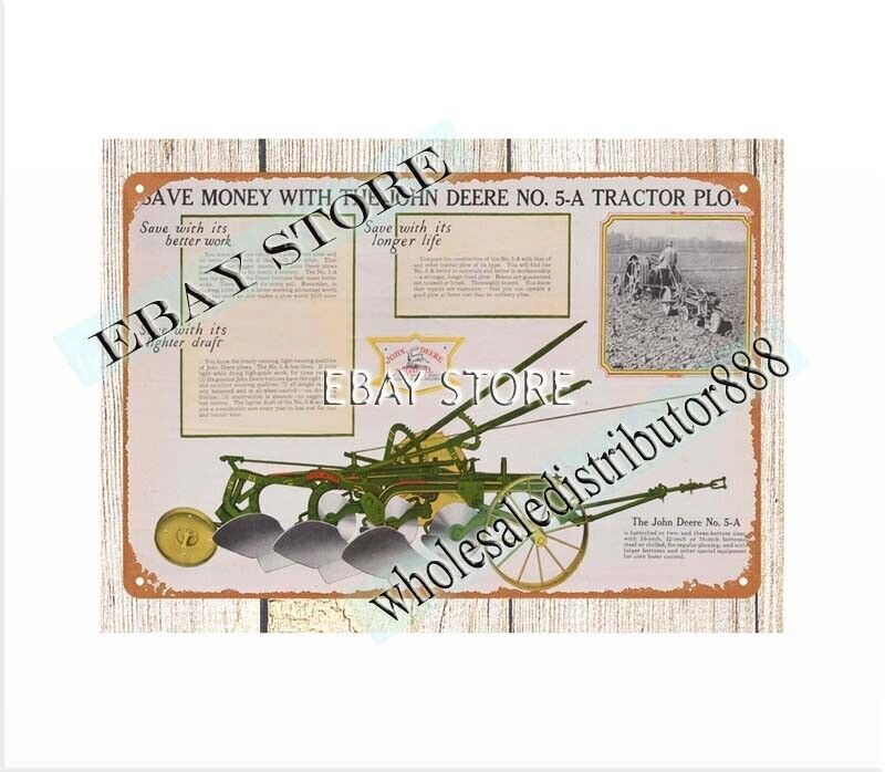 1864 farm cottage agriculture machinery TRACTOR PLOW metal tin sign