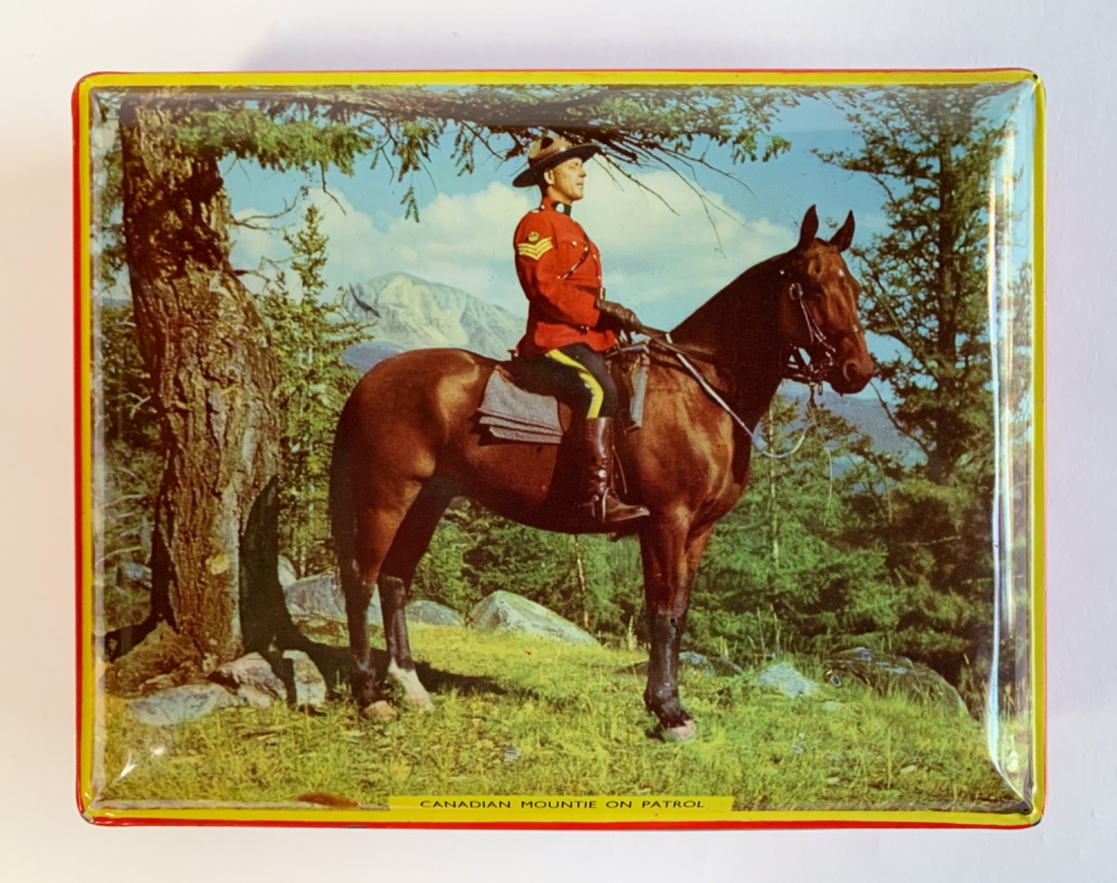 Riley’s Toffee Canadian Mountie On Patrol Vintage Tin Halifax England