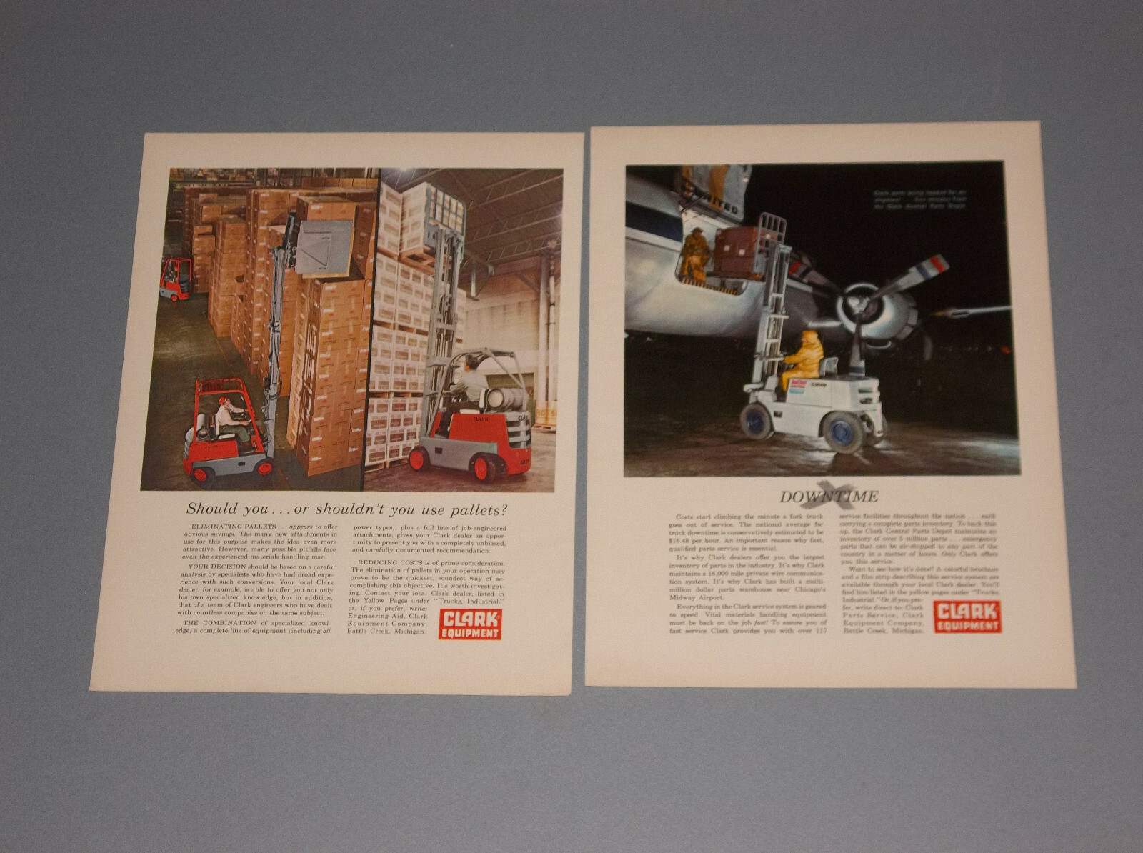 3 1960 CLARK FORKLIFT EQUIPMENT ADS