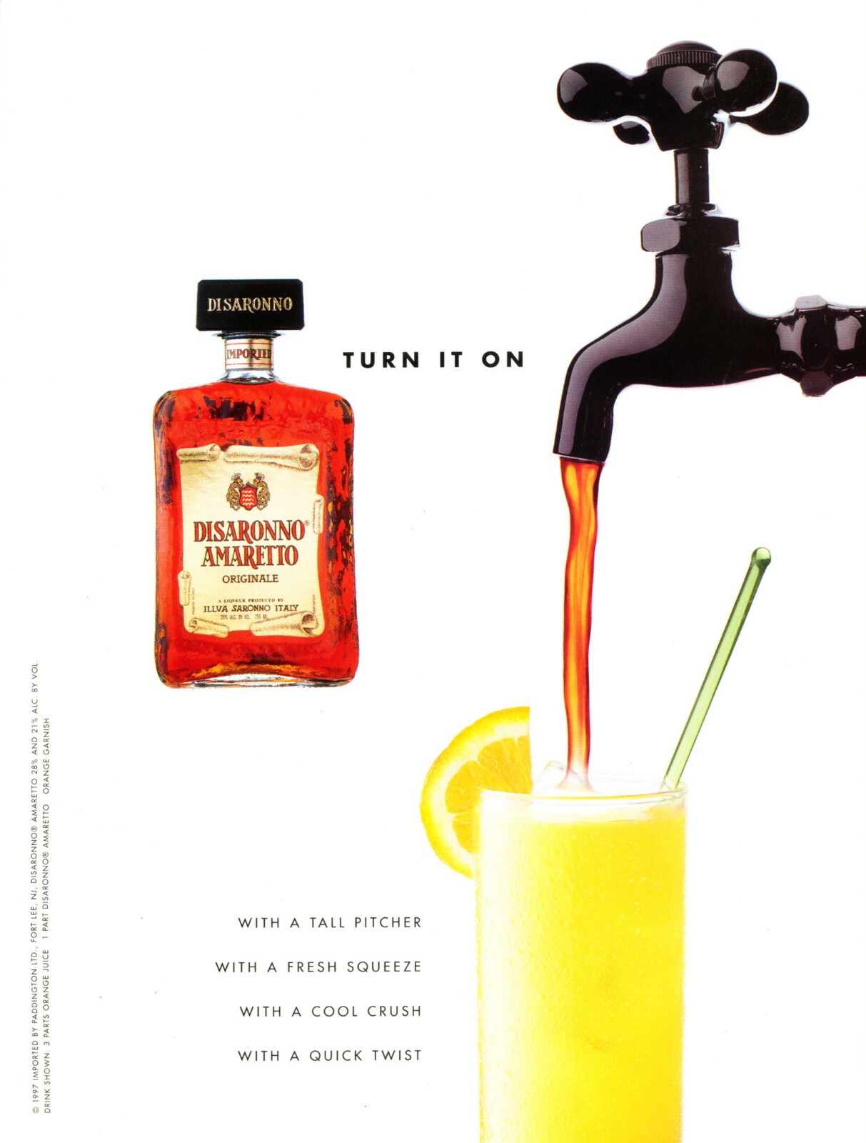 DISARONNO AMARETTO LIQUEUR AD #21 RARE 1997 OUT OF PRINT AMARETTO DI SARONNO