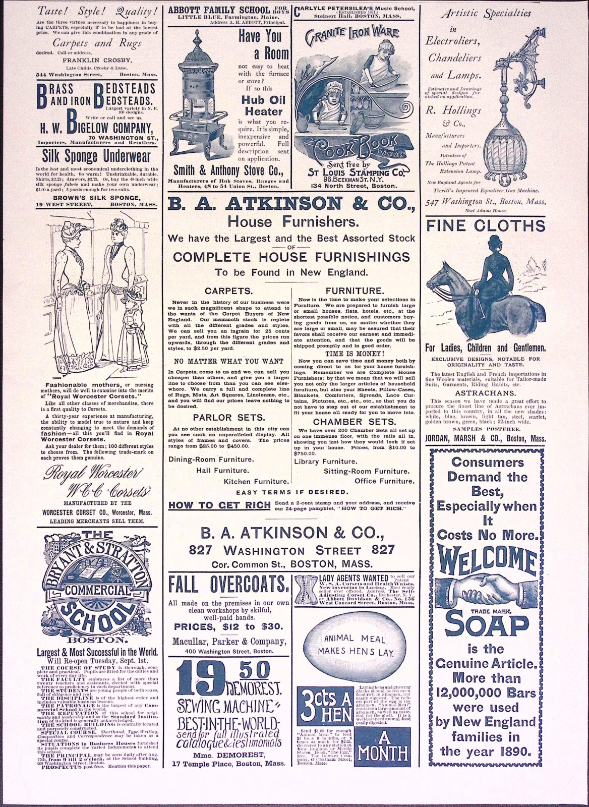1891 Astrachans Chandeliers Corsets Silk Sponge Underwear Print Ad 15 x 10.75″