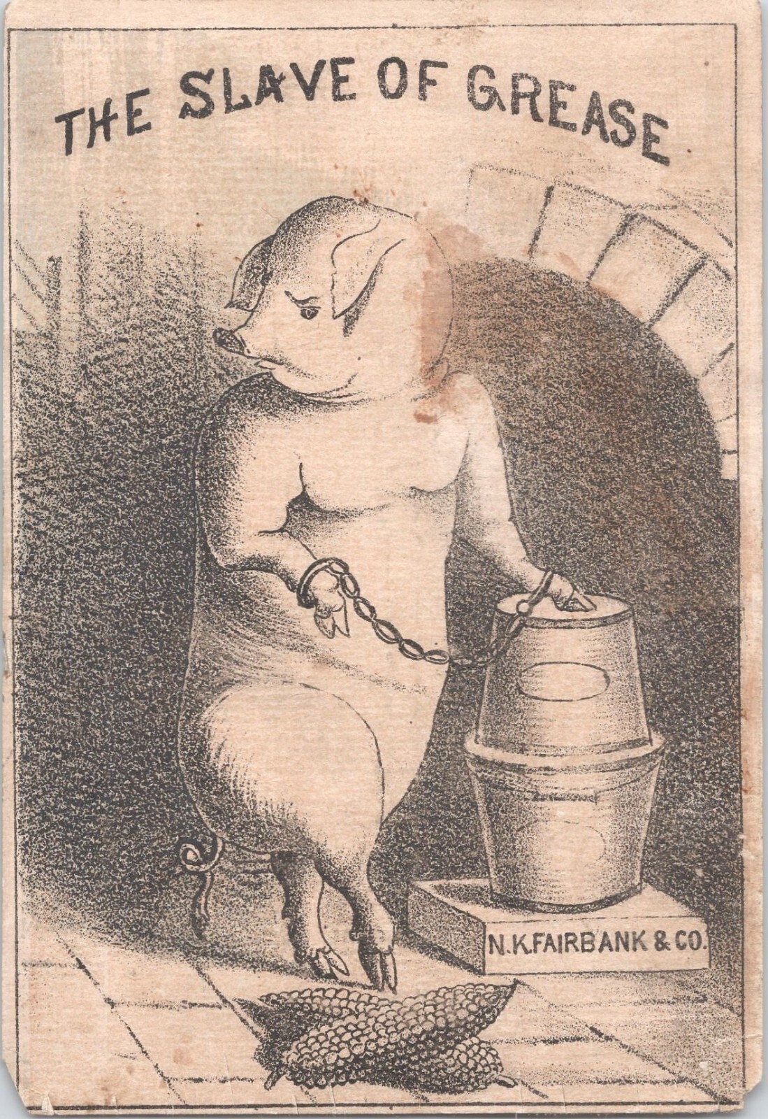 N.K. Fairbank & Co Lard – Antique Victorian Trade Card – Pig Swine Hog