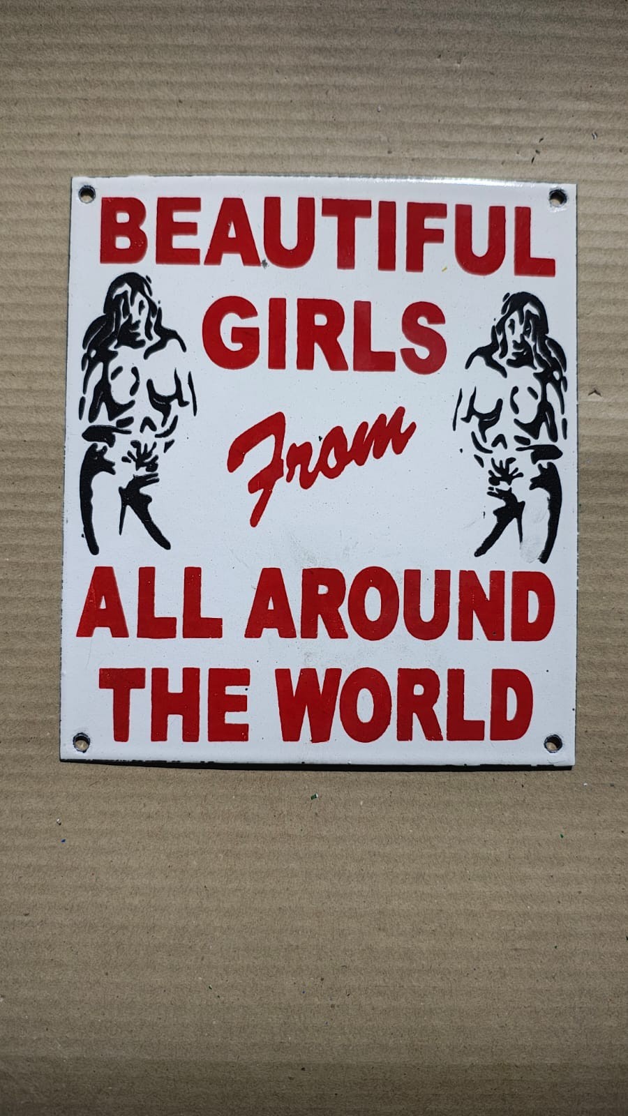 Porcelain Beautiful Girls Enamel Sign Size 8″ x 7″ Inches
