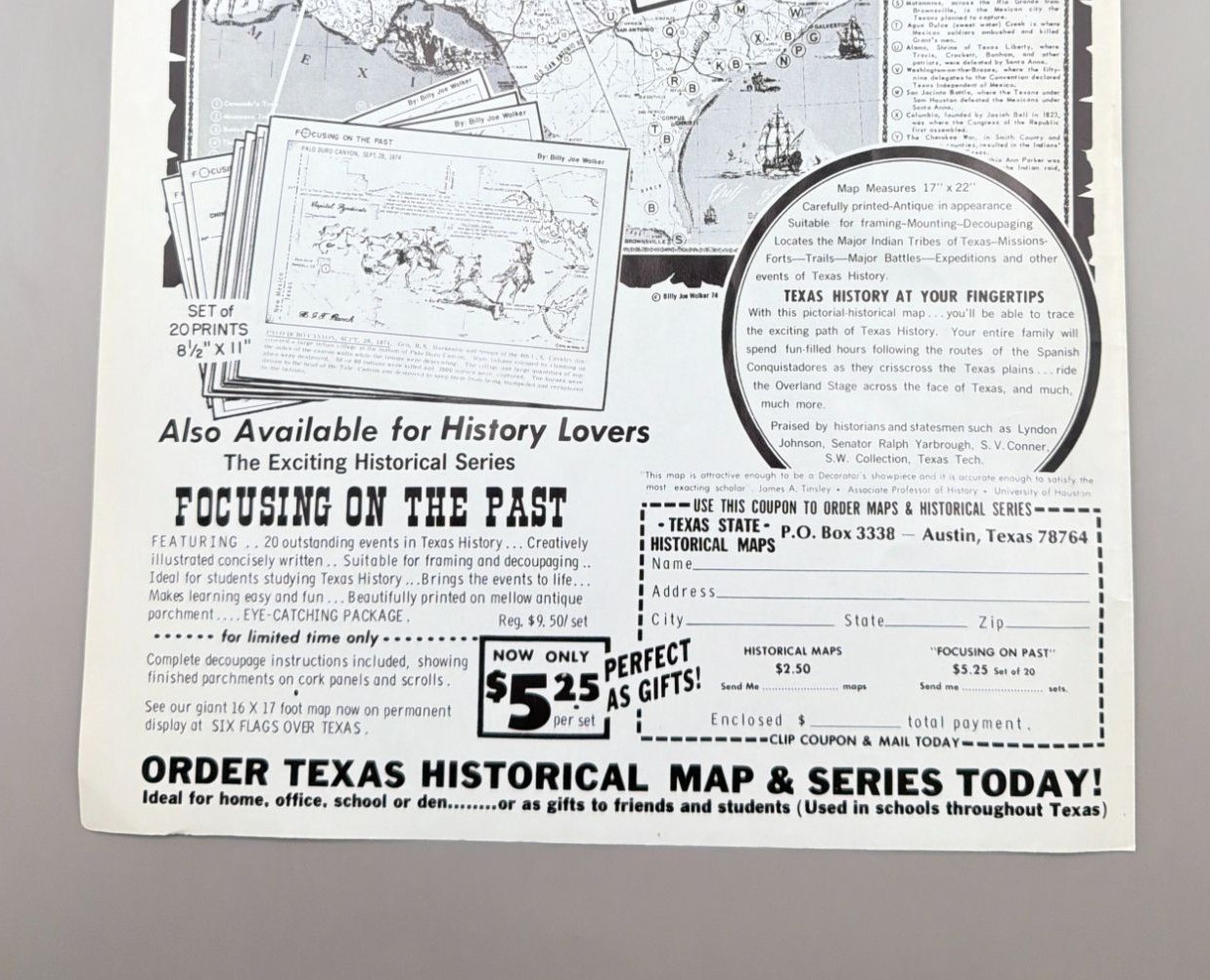 Hoffman and Walkers Historical Map Vintage Print Ad 1970s Austin TX