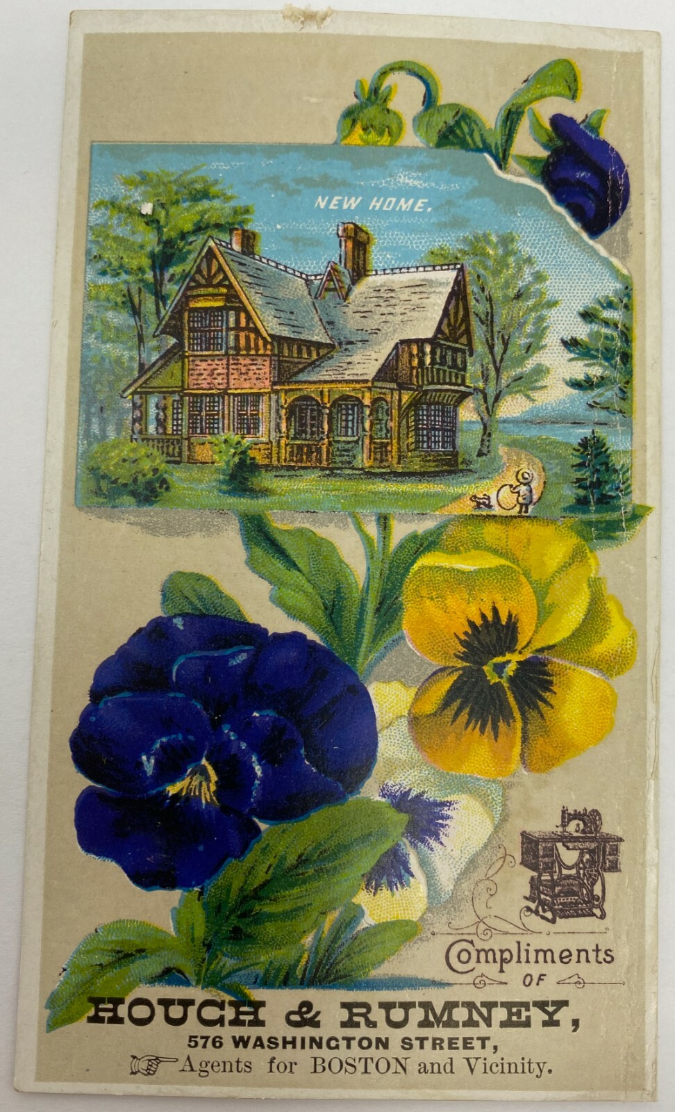 Houch & Rumney Boston Mass Trade Card Pansy Flowers
