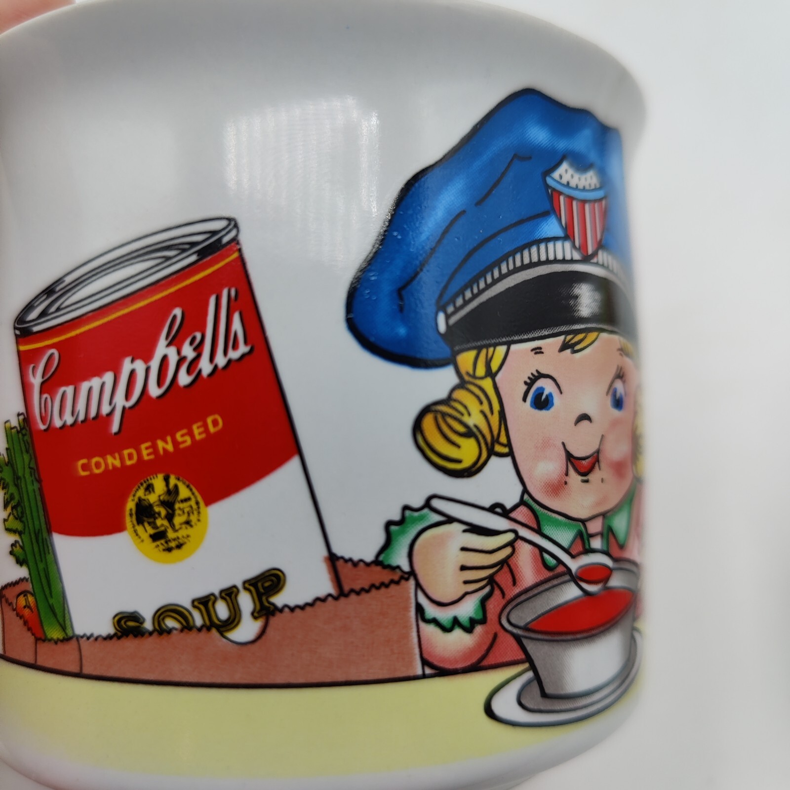 Campbell’s Kids Mugs Girl Police Cop Soup Mug Westwood Vtg 1993 10oz Set of 2